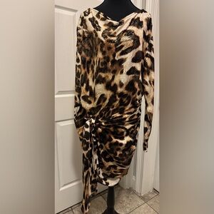 Fashion Nova Brown Black Ruched Bodycon Dress